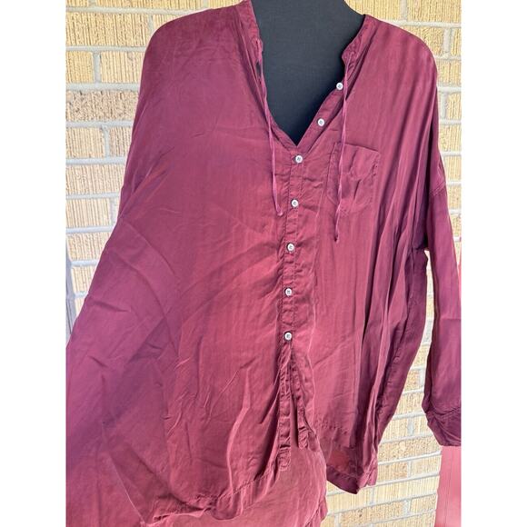 Johnny Was Pete & Greta Long Sleeve Capras Blouse Shirt Tunic Sz Small Burgundy - Picture 4 of 12